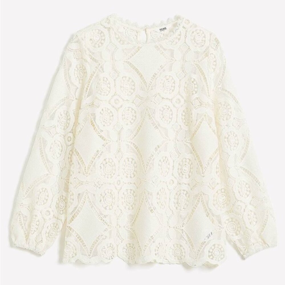 Pennington’s Crochet Blouse with Long Balloon Sleeves Size X - Picture 3 of 14